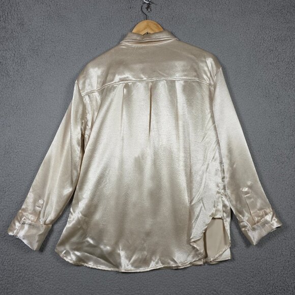 Free People Shirt Womens Size Medium Shooting For The Moon Button Down Satin - Picture 15 of 15